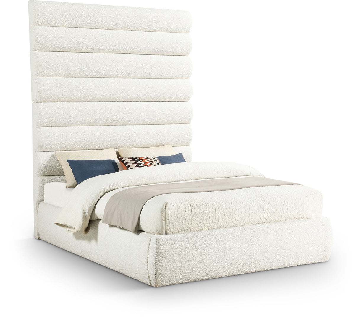 Adam - Boucle Fabric Bed With 89" Headboard