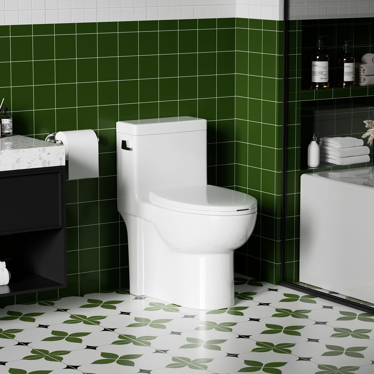 Gloss Tornado Flush 1 Piece Elongated Toilet With Siphonic Side Press, ADA Comfort Chair Height - Gloss White