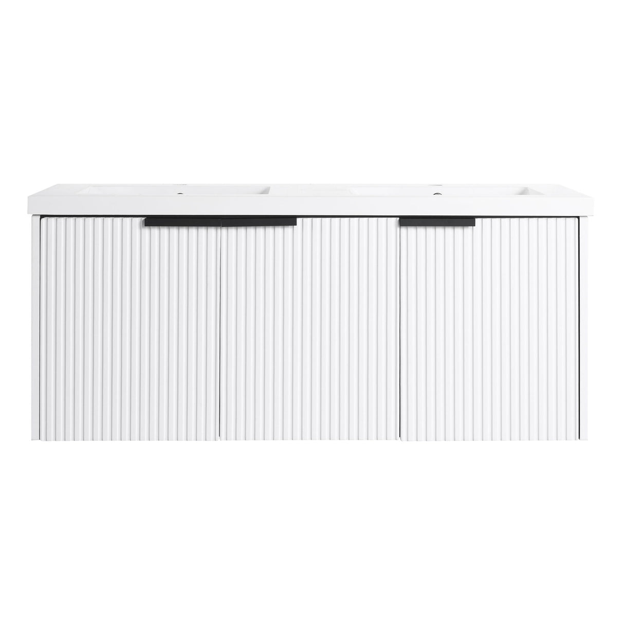 Contemporary Wall Mounted Bathroom Vanity With Resin Double Sink