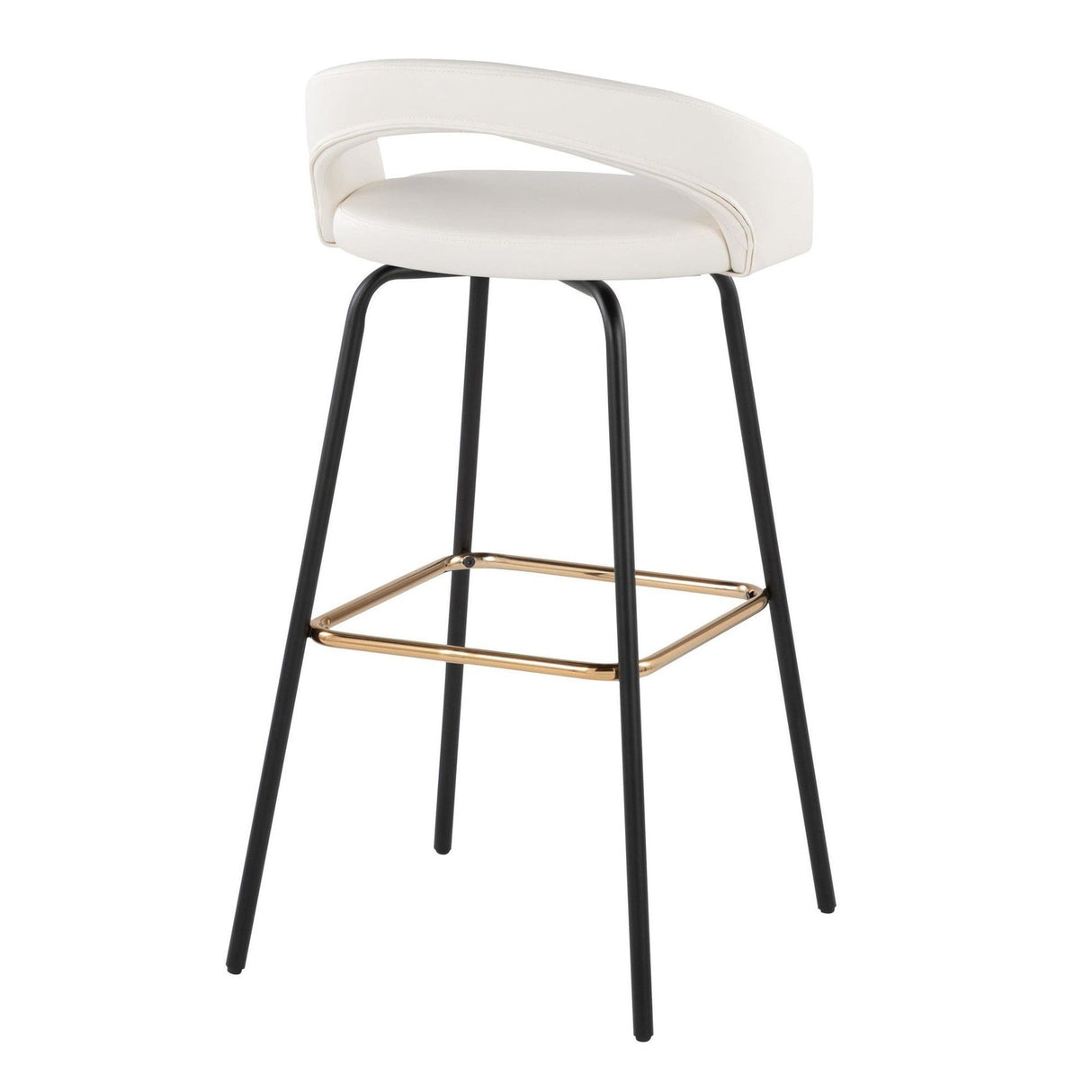 Grotto - Upholstered Fixed-Height Barstool - Black Metal