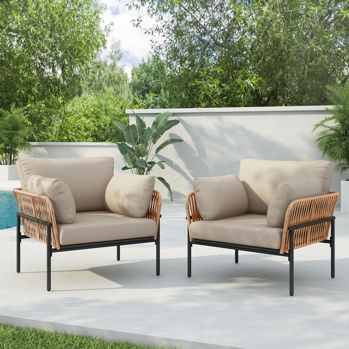 Rope Lounge Chair With Cushions For Modern Spaces