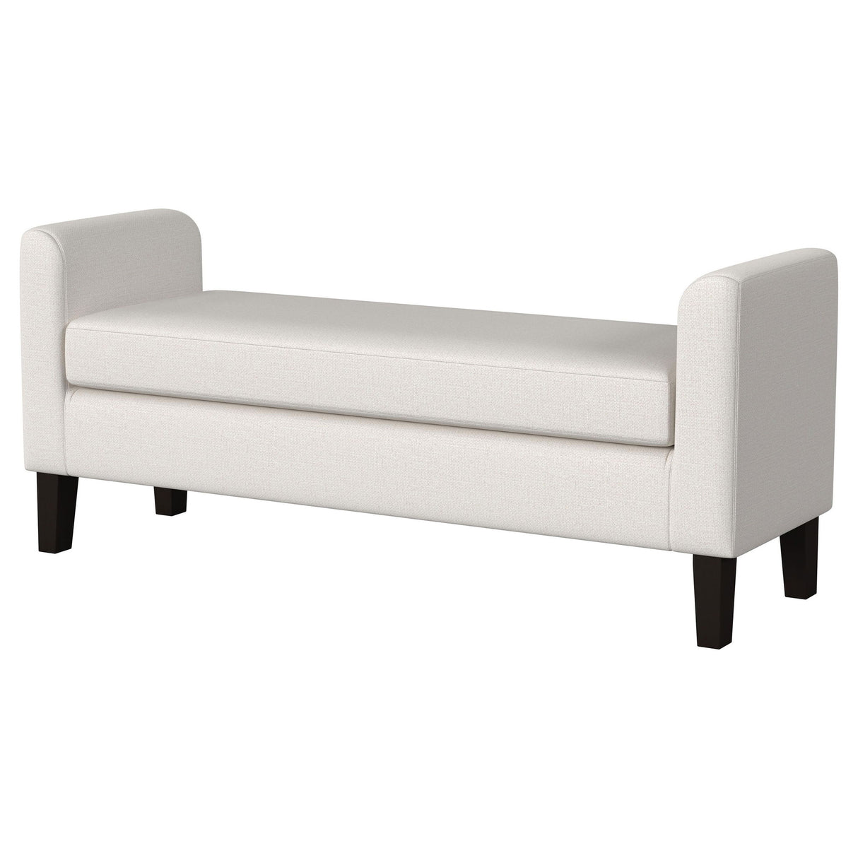 Hollis - Upholstered Accent Bench With Armrests Seating - Vanilla White