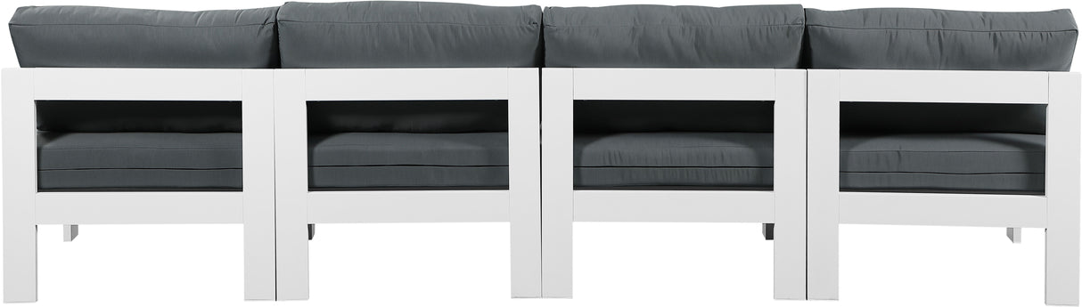Nizuc - Outdoor Patio 4 Seat Armless Modular Sofa With White Frame