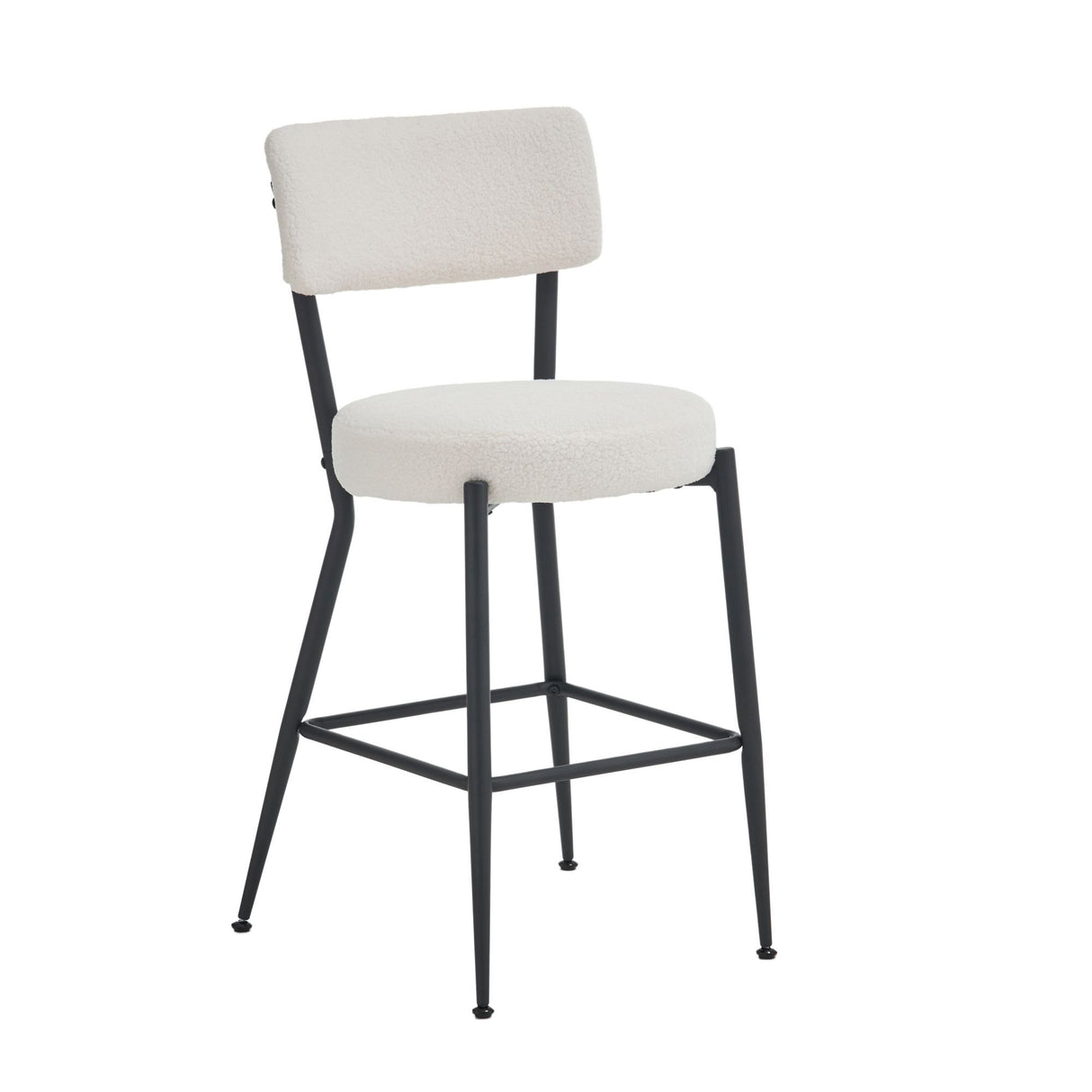 Modern Teddy Fabric Upholstered Bar Stools - Black Legs