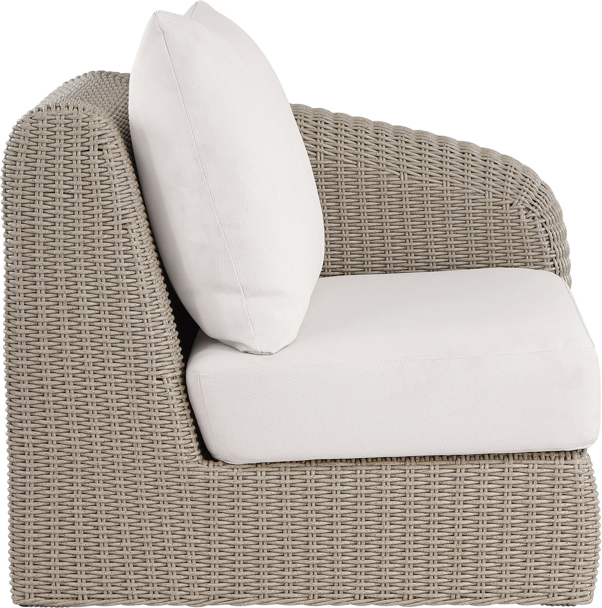 Seacrest - Olefin Water Resistant Fabric And Wicker Outdoor Patio Right Arm Chair