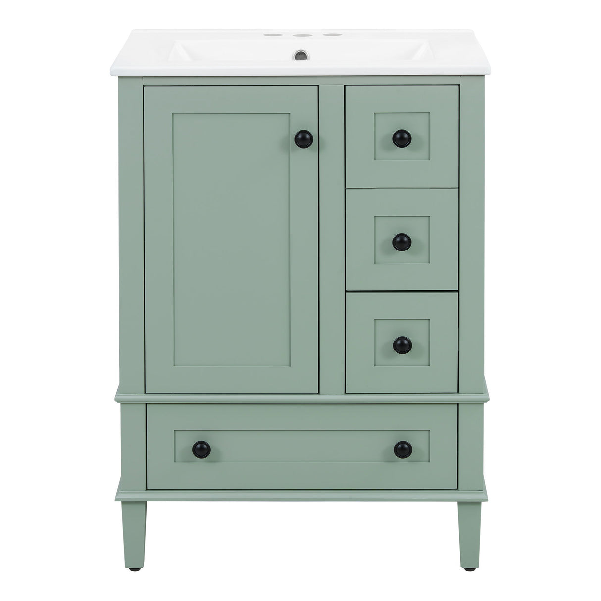 Bathroom Vanity With Integrated Basin, Soft Close Drawers, Door Mounted Double Layer Shelf