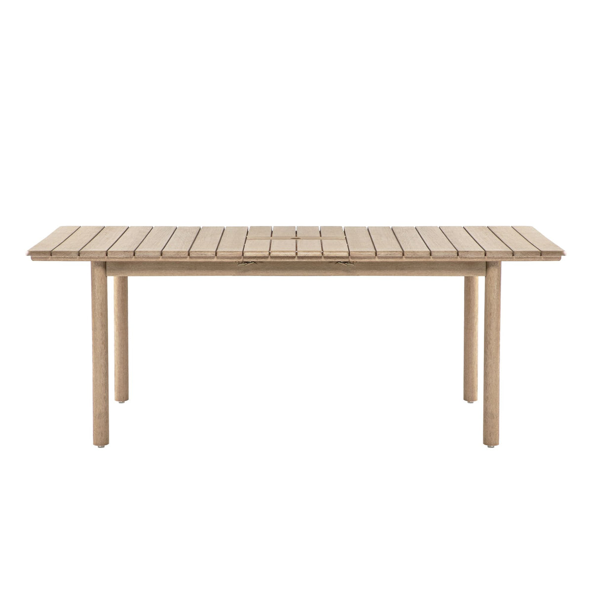 Balmor - 79" Rectangular Extendable Outdoor Dining Table, Seats 6 - Wire-Brushed Natural Eucalyptus