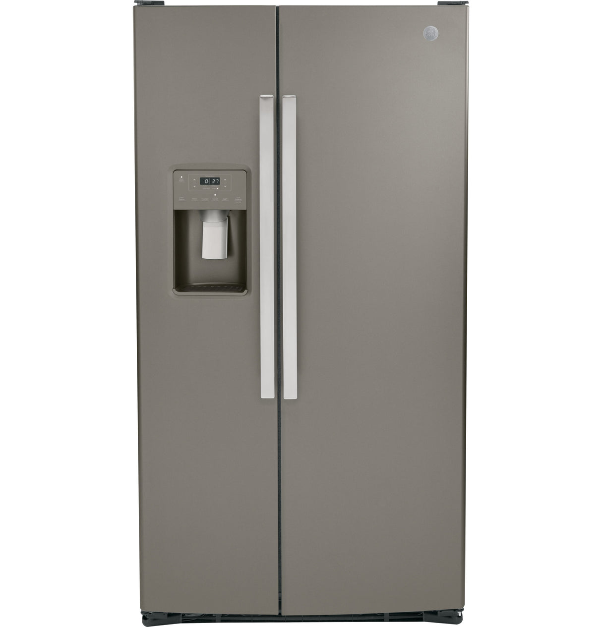 GE GSS25GMPES - 36 in. 25.3 cu. ft. Side by Side Refrigerator with Ice & Water Dispenser, Fingerprint Resistant - Slate