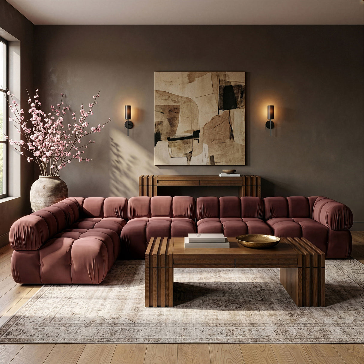 Orin - Velvet 5 Piece Modular Sectional