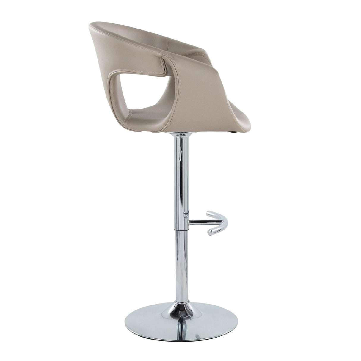 Curvo - Adjustable Barstool With Rounded T Footrest (Set of 2) - Chrome Metal