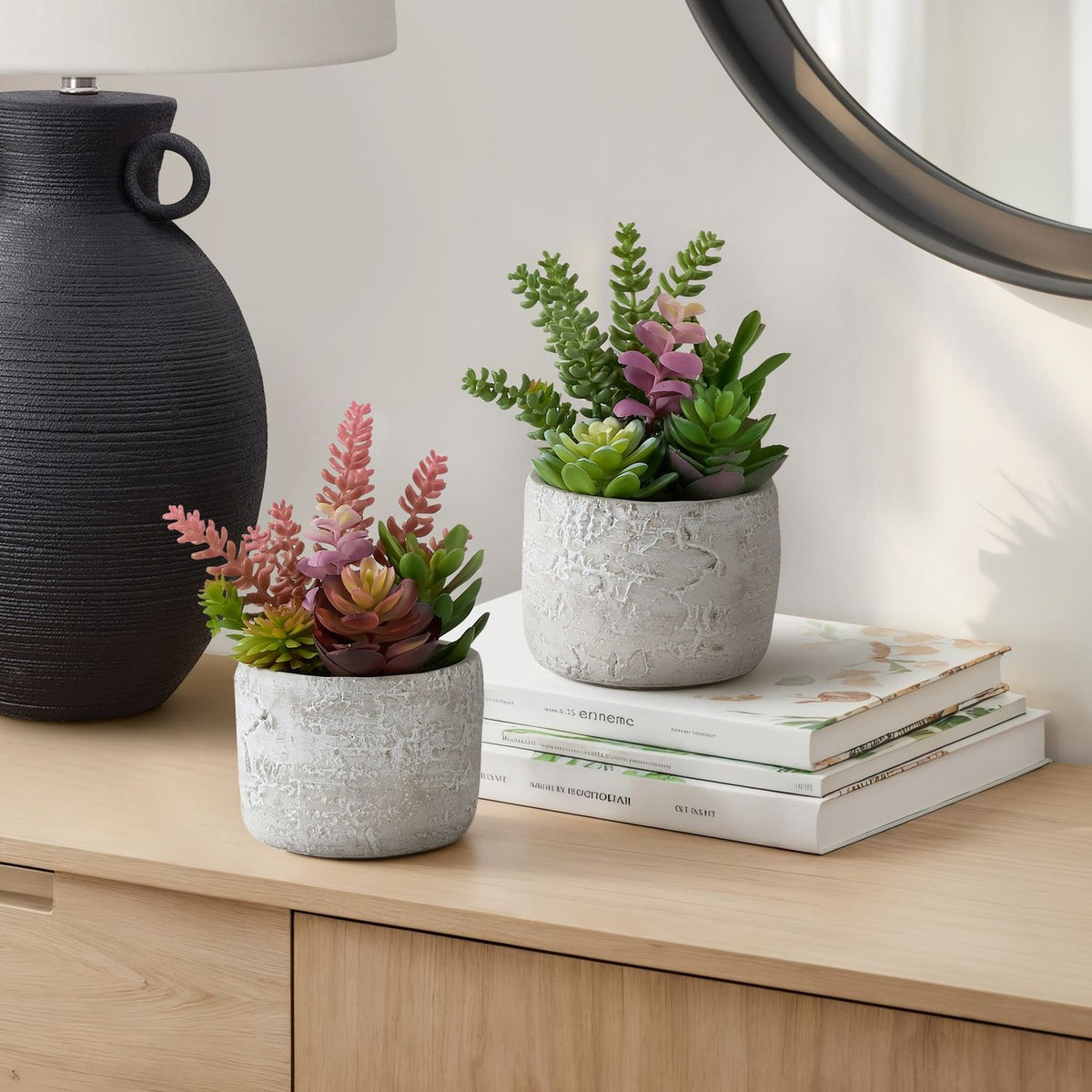 Artificial Succulent Table Decor (Set of 2) - Green - Plastic