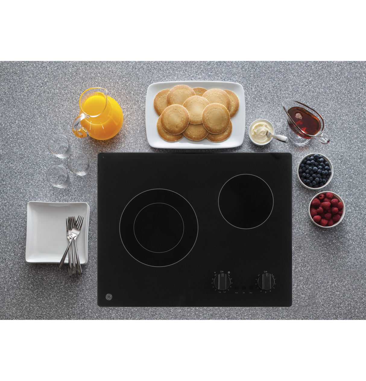 GE JP3021DPBB - 21 in. 2-Burner Electric Radiant Cooktop with Simmer Burner - Black