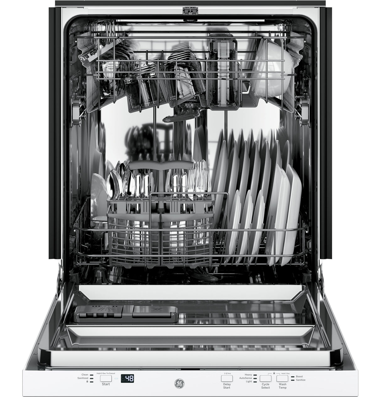 GE GDT225SGLWW - 24 in. Top Control Flush-Mount Dishwasher with 51 dBa Sound Level, Condensate Dry & Pocket Handle - White