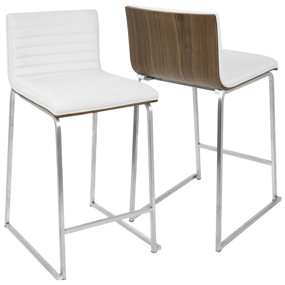 Mara - Contemporary Counter Stool (Set of 2) - Brushed Steel Frame