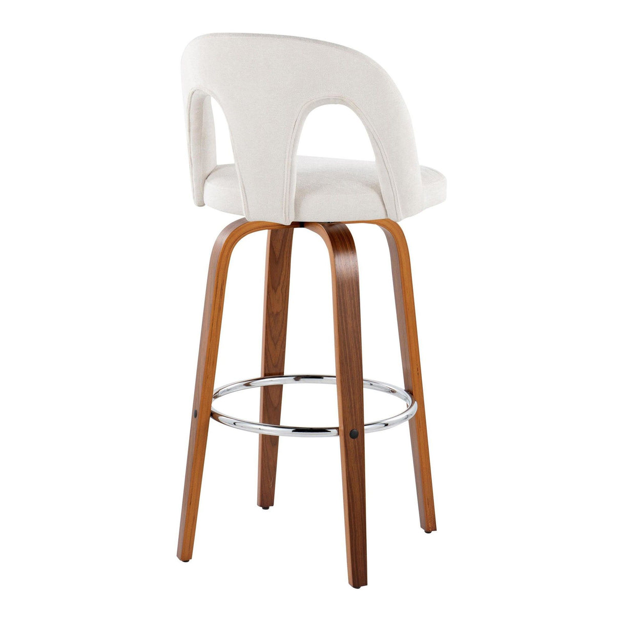 Ava - Upholstered Fixed-Height Barstool (Set of 2) - Walnut Wood Base