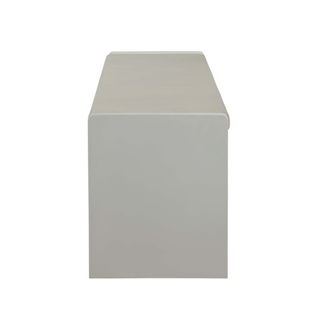 Berci - Bench With Storage - Beige Fabric & White