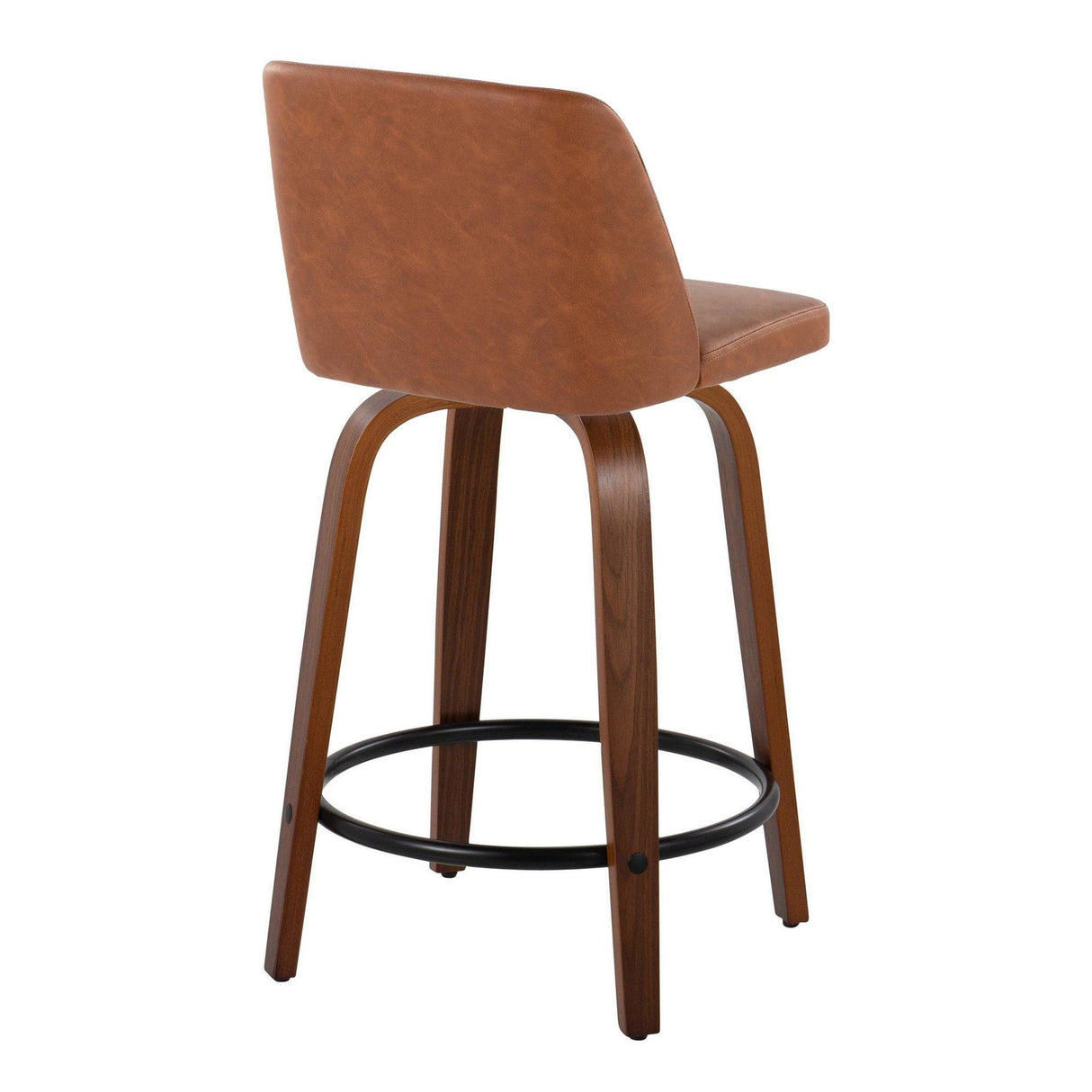 Toriano - 24" Fixed-height Counter Stool (Set of 2) - Walnut And Black Round Footrest