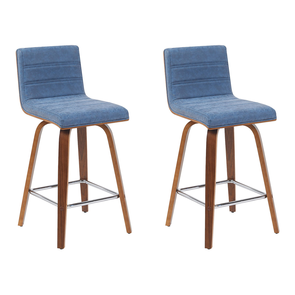 Vienna - Modern Counter Height Swivel Bar Stool - Walnut Finished Wood Frame