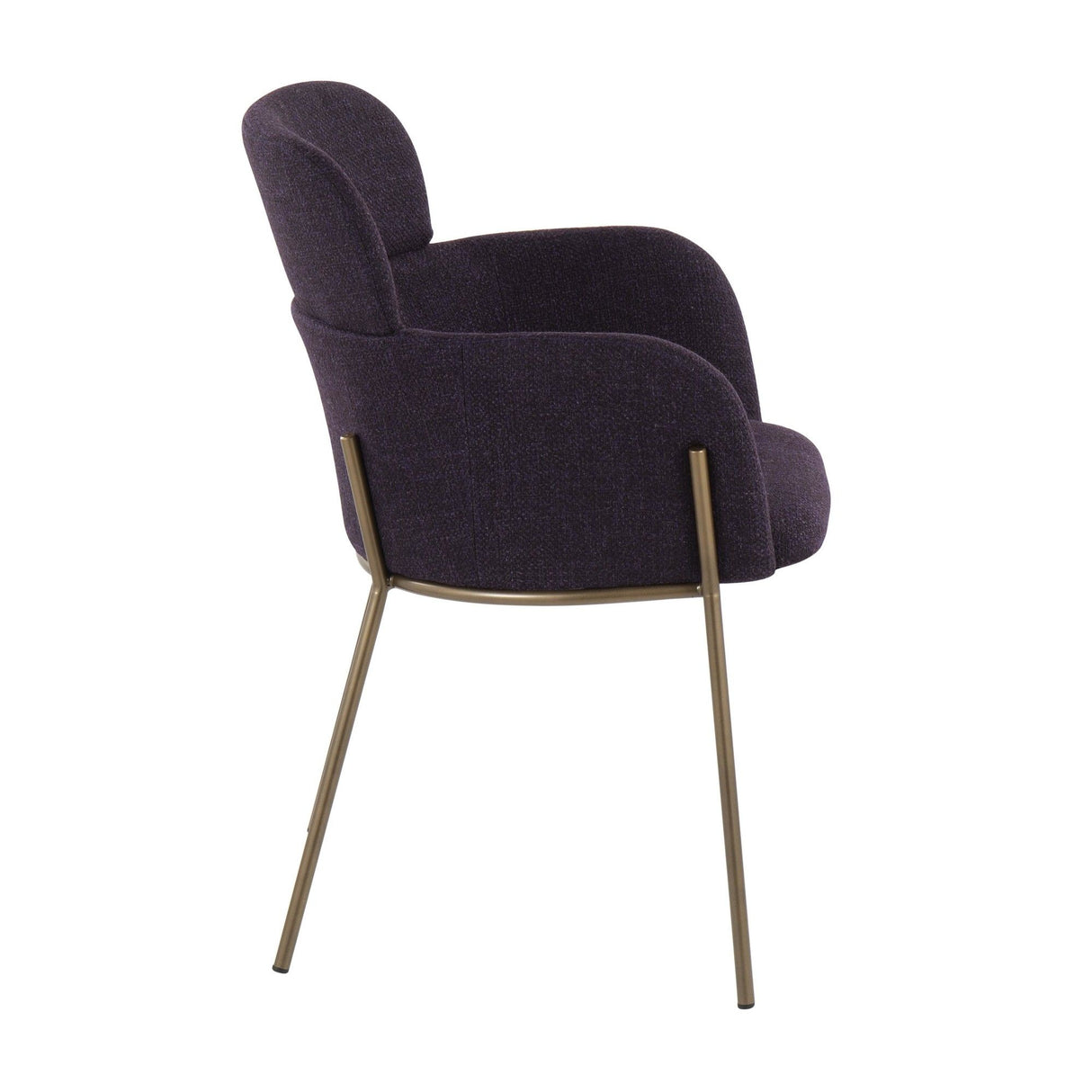 Milan - Contemporary Chair (Set of 2) - Antique Brass Metal And Purple Noise Fabric
