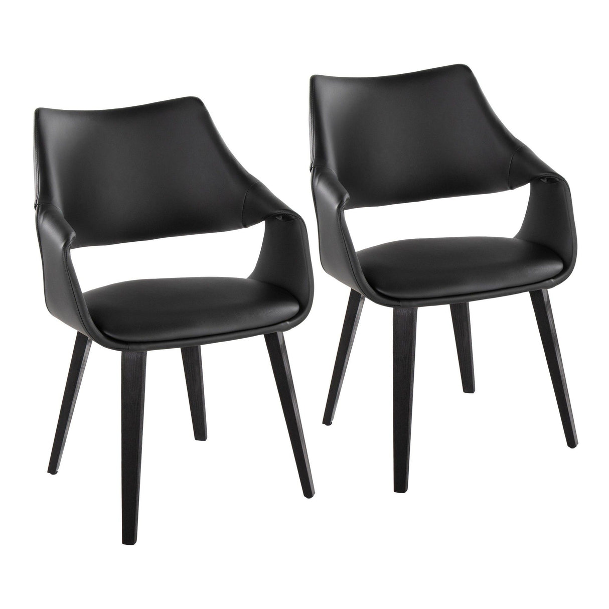 Curvo - High Back Upholstered Chair (Set of 2) - Black Wood Legs