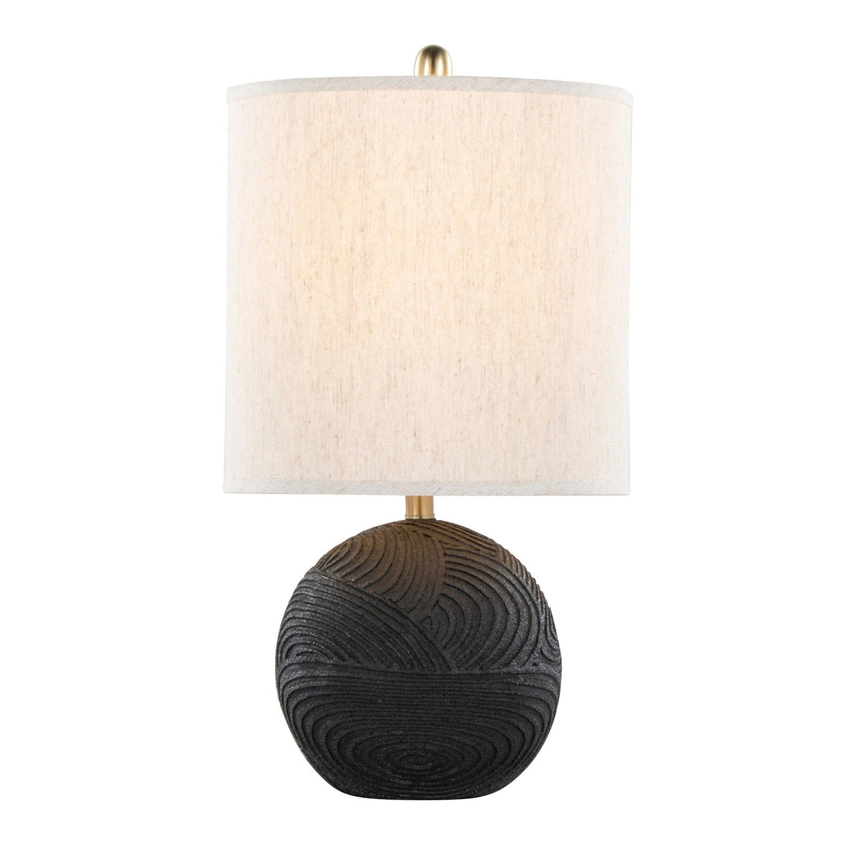 Kona - 23" Polyresin Table Lamp (Set of 2) - Matte Black Polyresin, Brass And Natural Linen Shade from Grandview Gallery