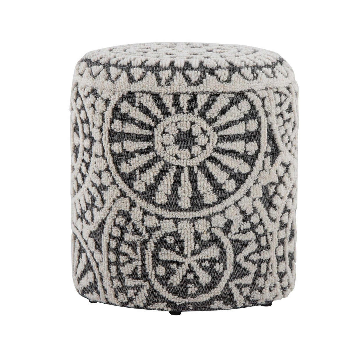 Tahoe - Mosaic Ottoman - Black Wool, Ivory Wool