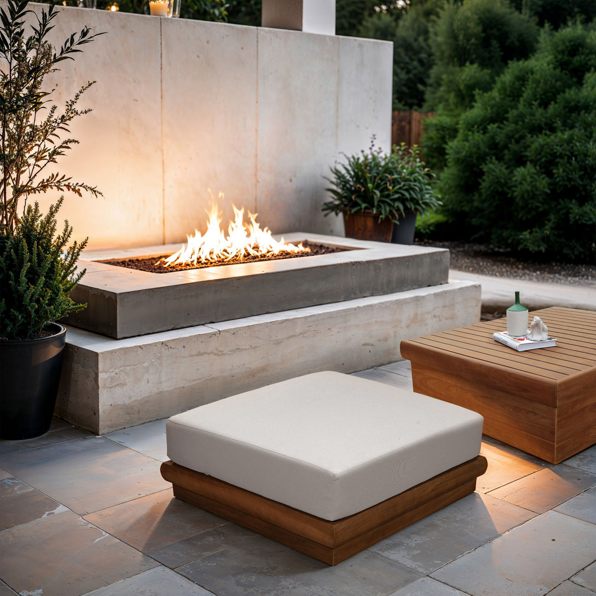 Mirella - Water Resistant Fabric Upholstered Outdoor Patio Modular Ottoman