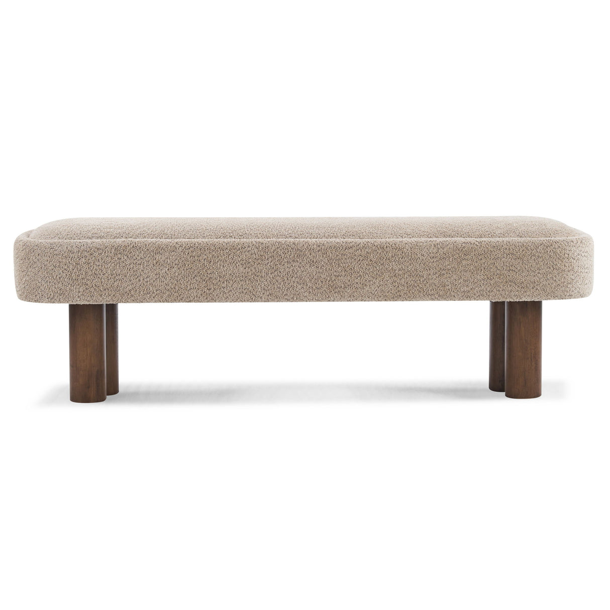 Indoor Upholstered Dining Bench - Khaki / Walnut