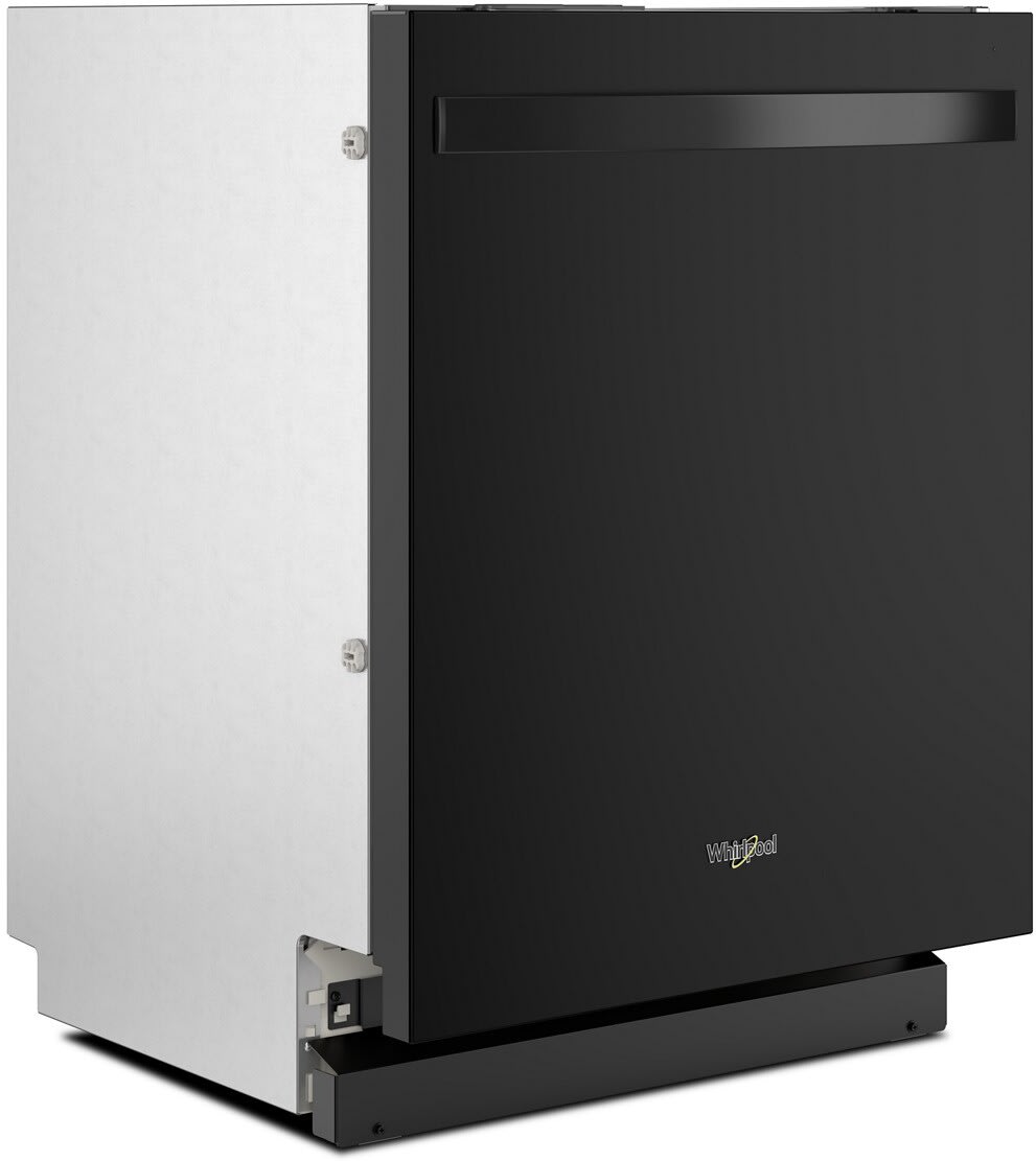 Whirlpool WDT550SAPB black dishwasher angled view