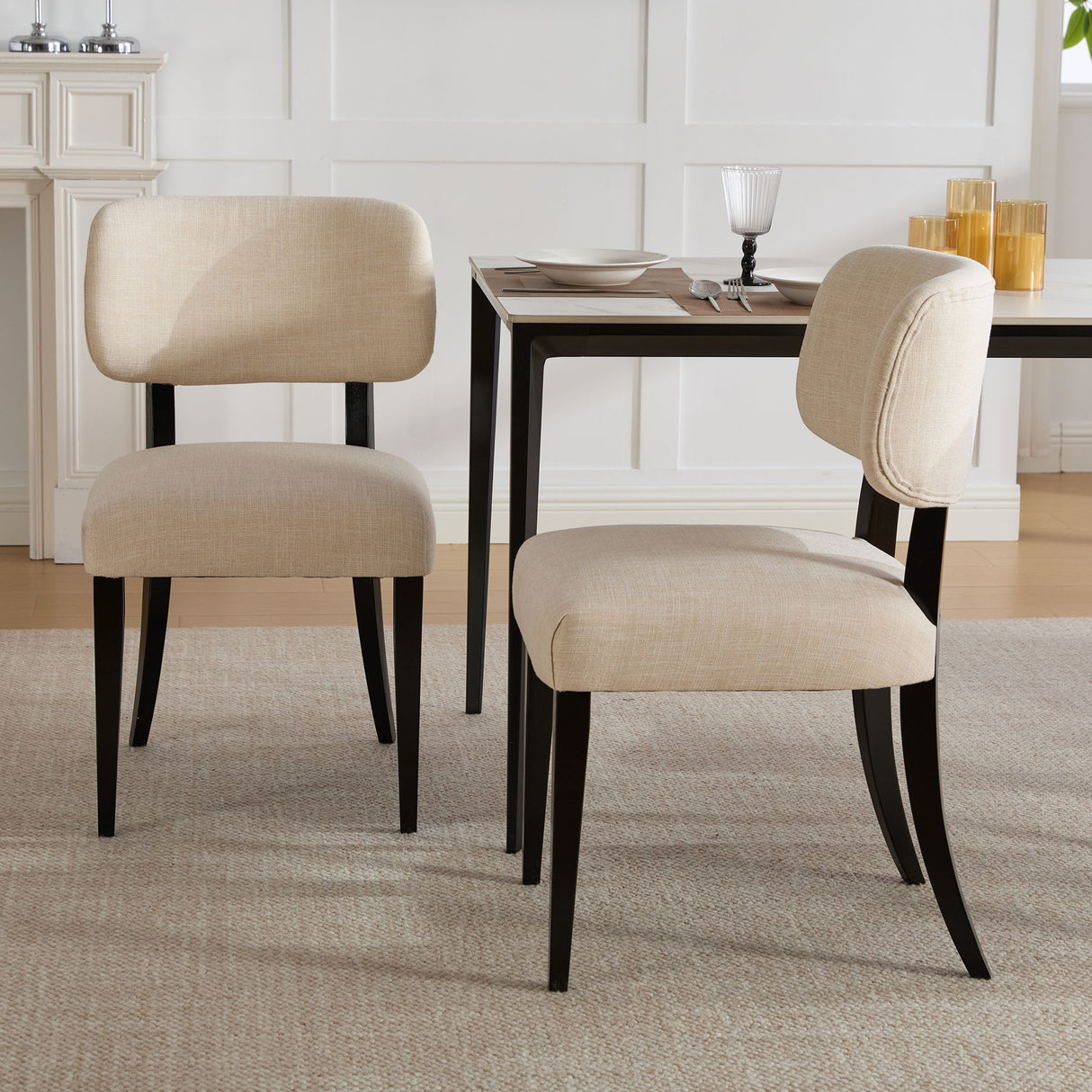 Kitchen Dining Chairs (Set of 2) - Cream