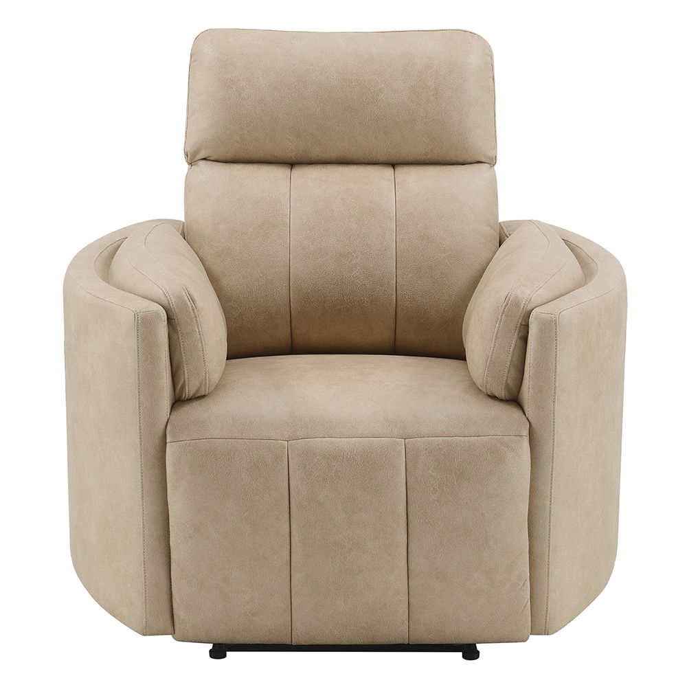 Elison - Motion Glider Recliner With Swivel - Dark Beige Polish Microfiber