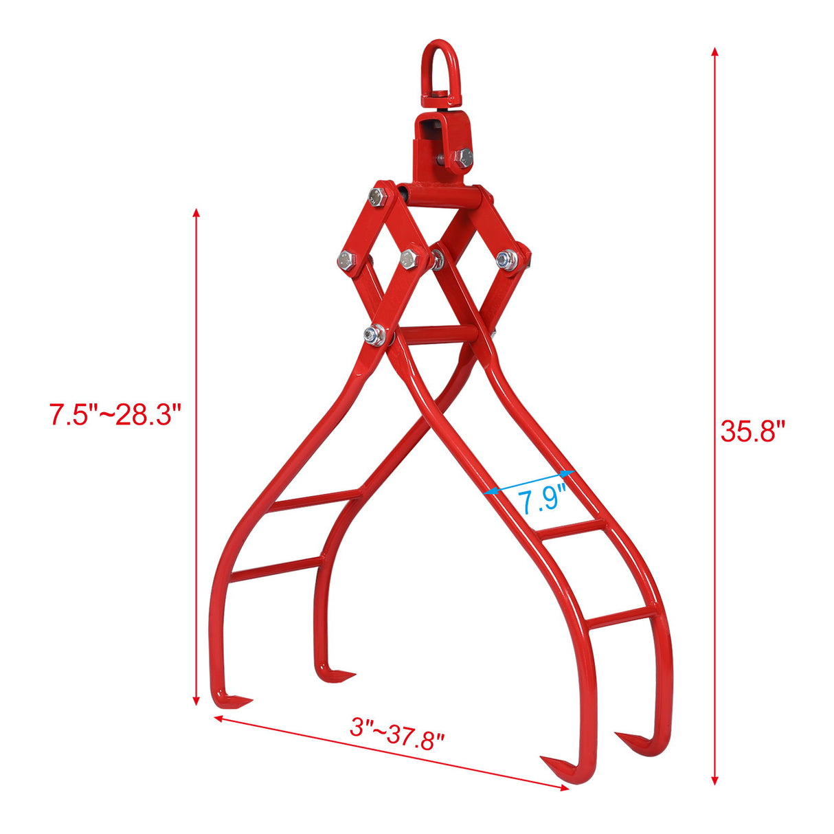 4 Claw Timber Log Lifting Tongs Grabber - Red