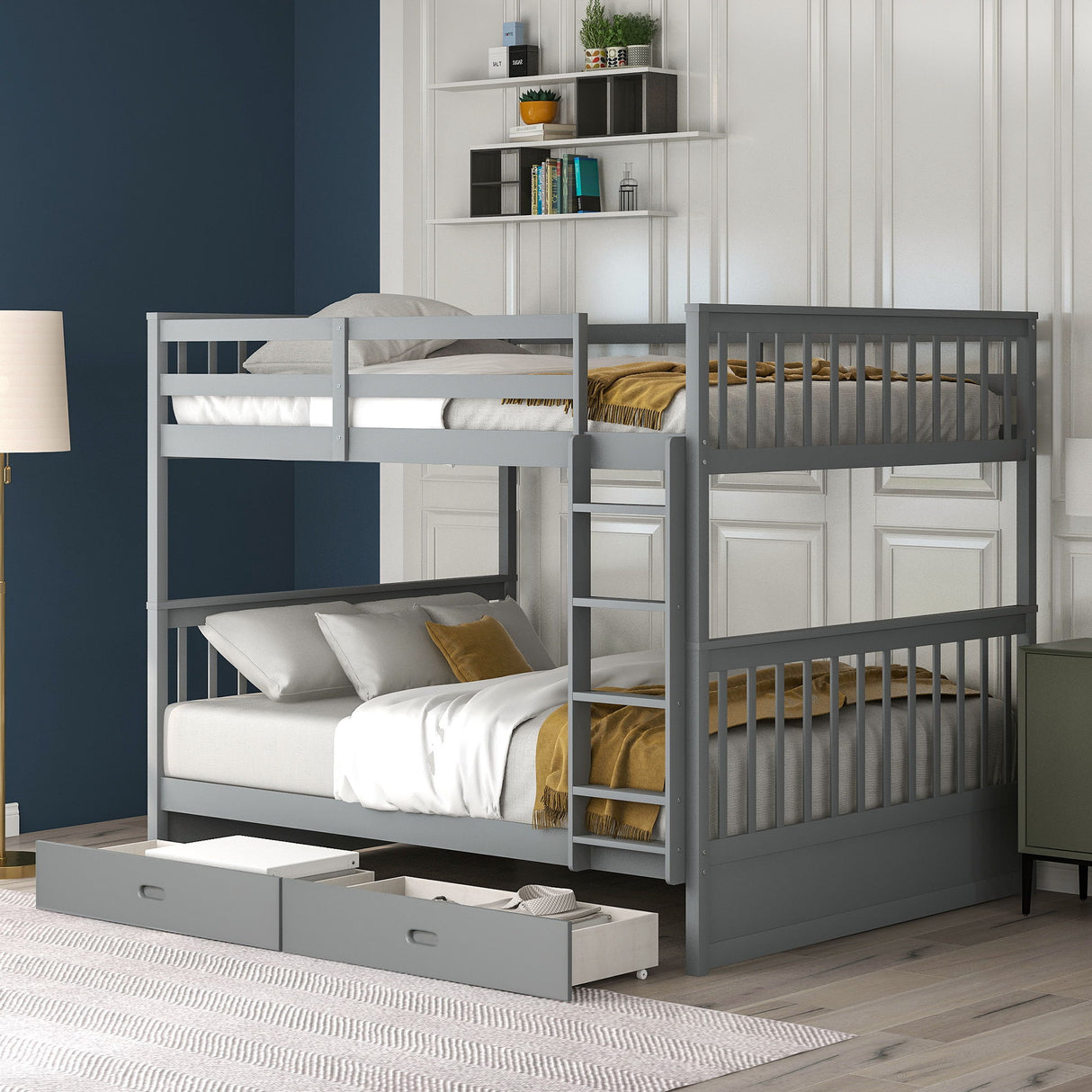 Bunk Bed With Ladders And 2 Storage Drawers