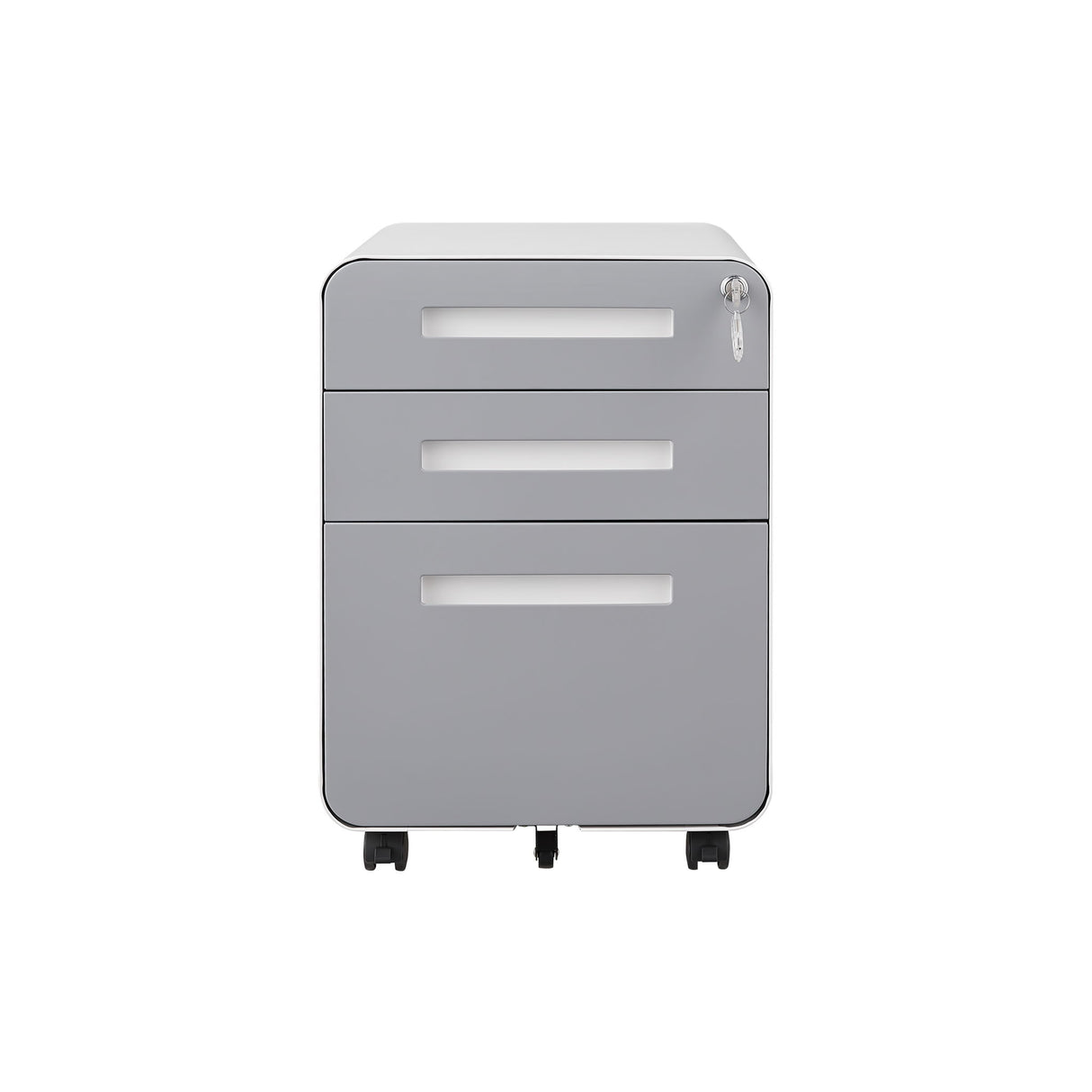 3 Drawer Mobile File Cabinet Under Desk Office, Simple Style Versatile Storage Cabinet For Legal / Letter / A4 Files, 5 Wheel Design Anti-Tilting Cold Rolled Steel Waterproof Moisture-Proof