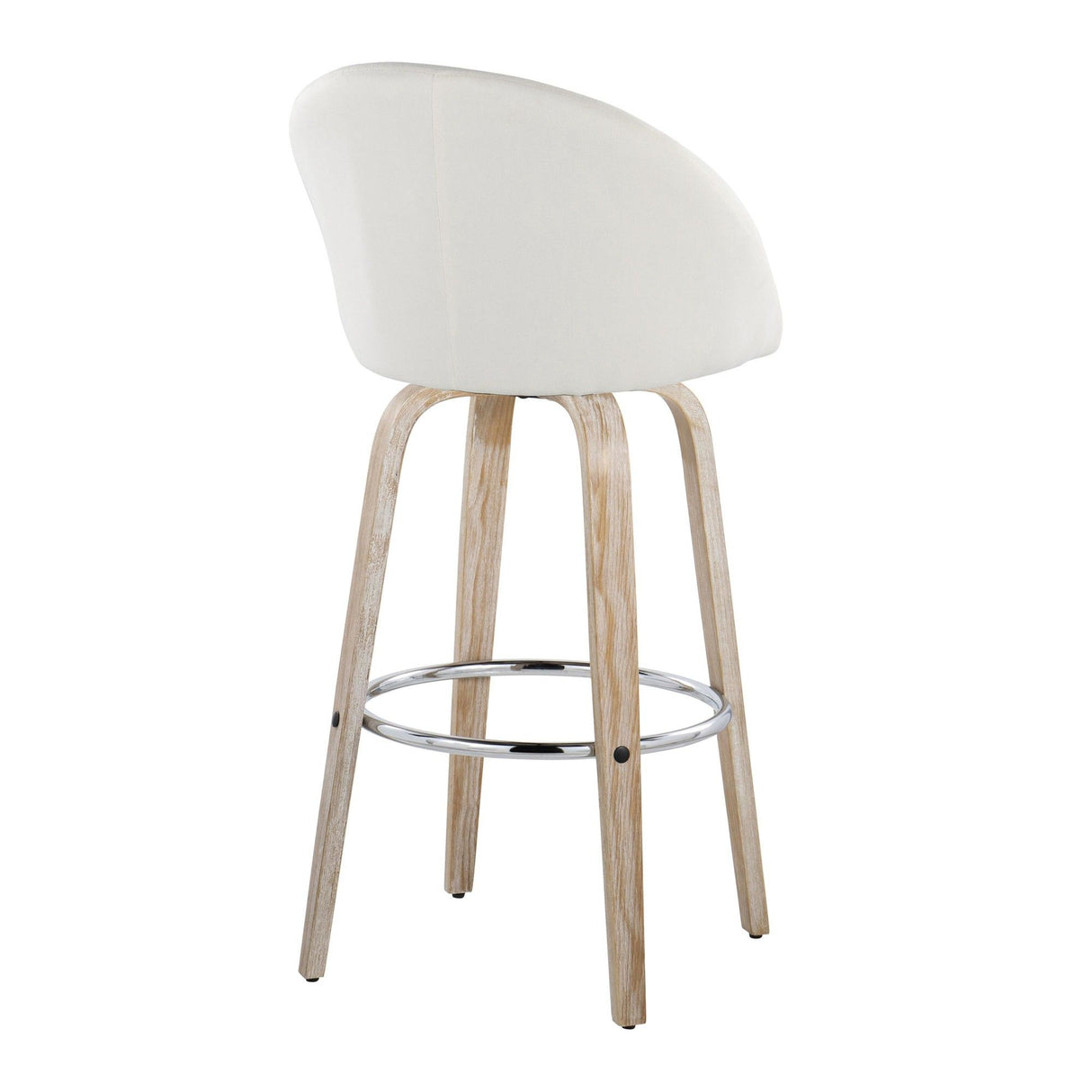 Matisse - 30" Highback Fixed-Height Barstool With Swivel And Round Chrome Metal Footrest (Set of 2) - Light Gray Wood