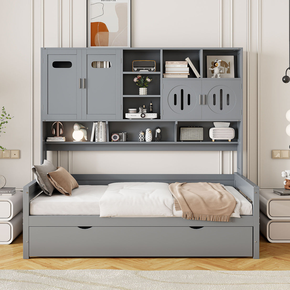 Daybed & All-In-One Cabinet And Shelf