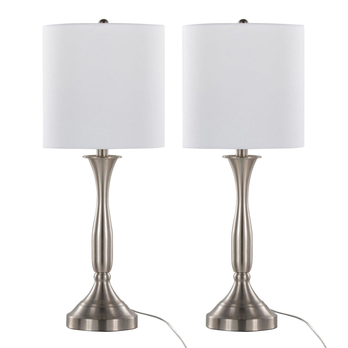 Sawyer - Contemporary Metal Table Lamp (Set of 2) - Brushed Nickel With White Linen Shade And Built - In Usb Port From Grandview Gallery