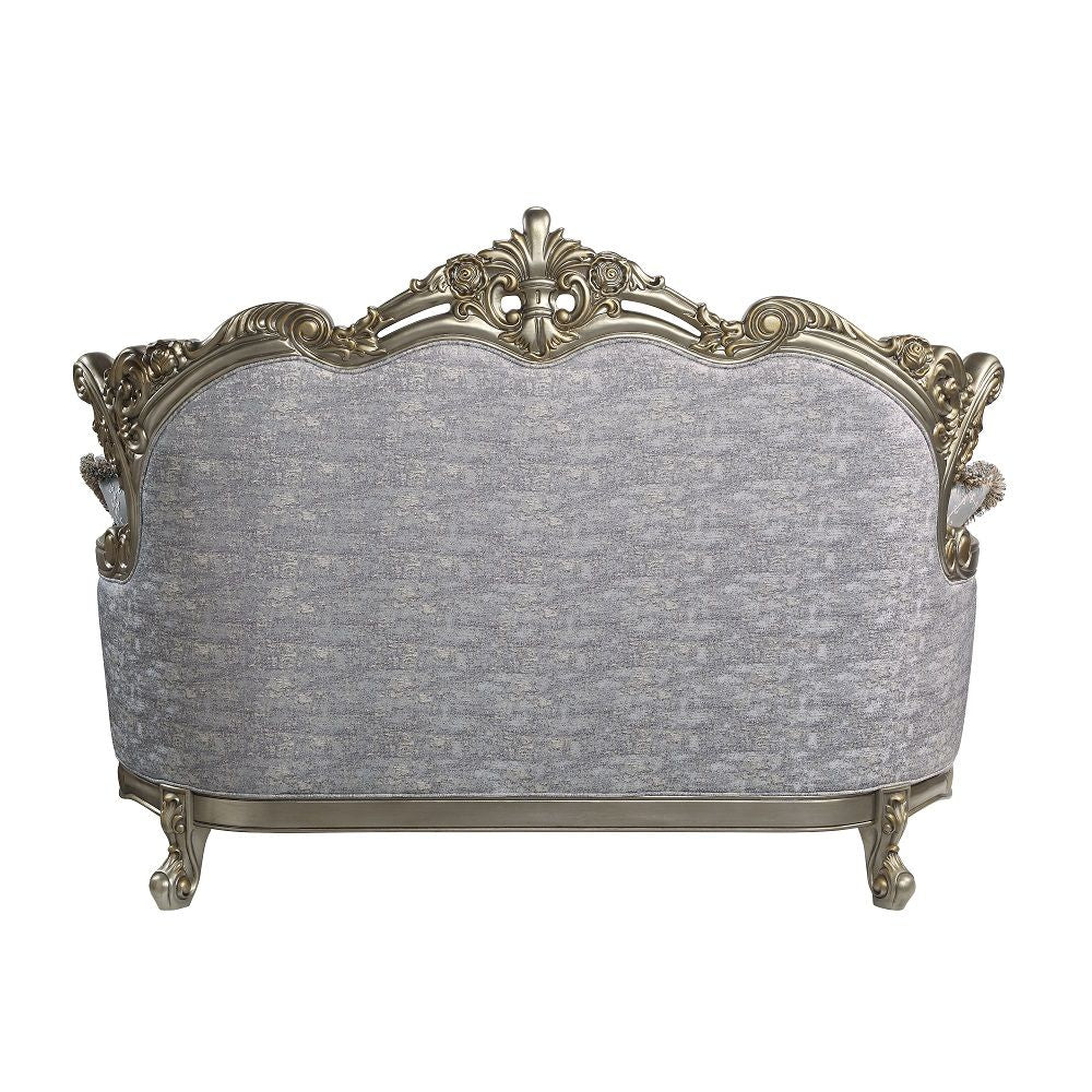 Miliani - Loveseat With 3 Pillows - Fabric & Antique Bronze