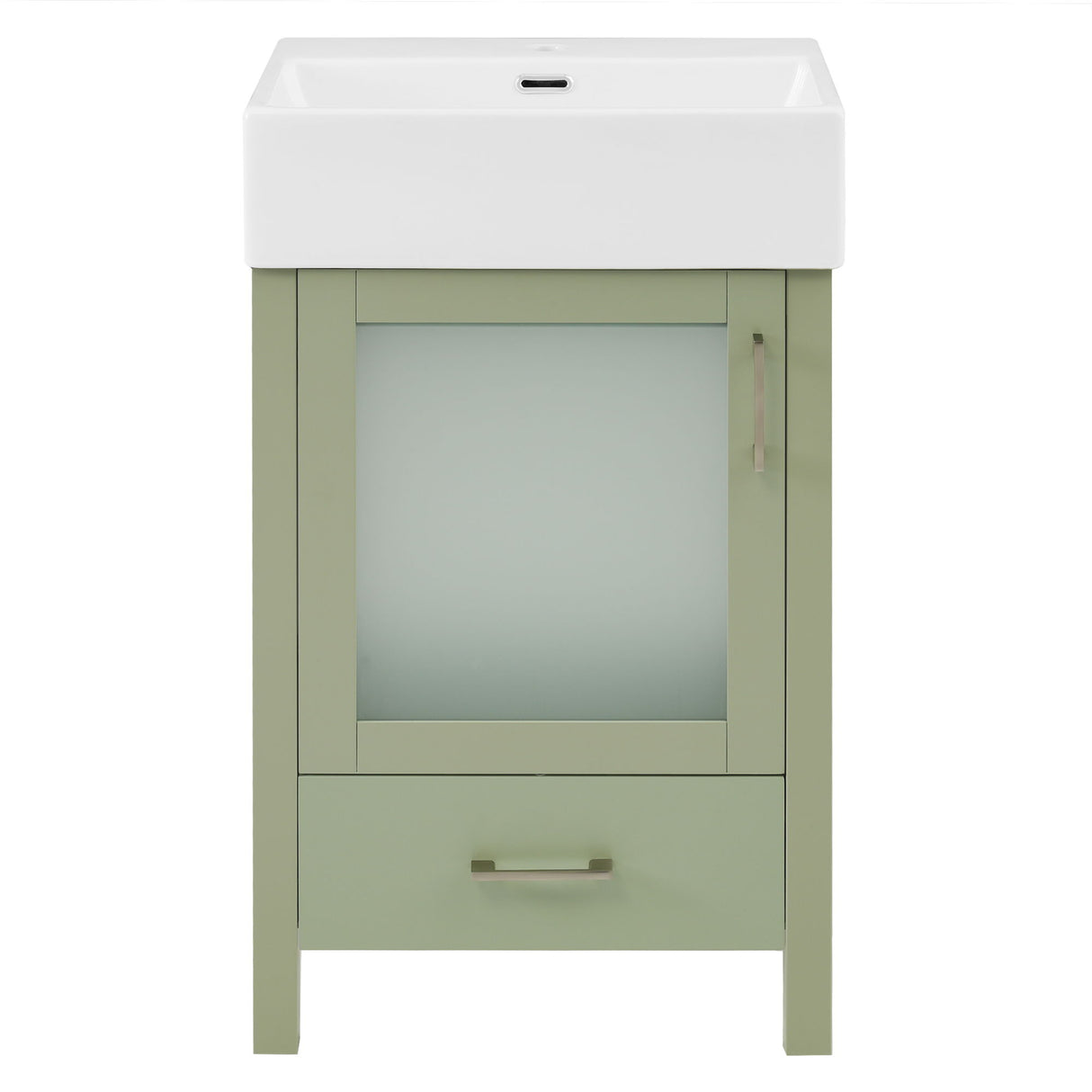 Bathroom Vanity With Ceramic Sink And Ample Storage, Ideal For Small Bathrooms