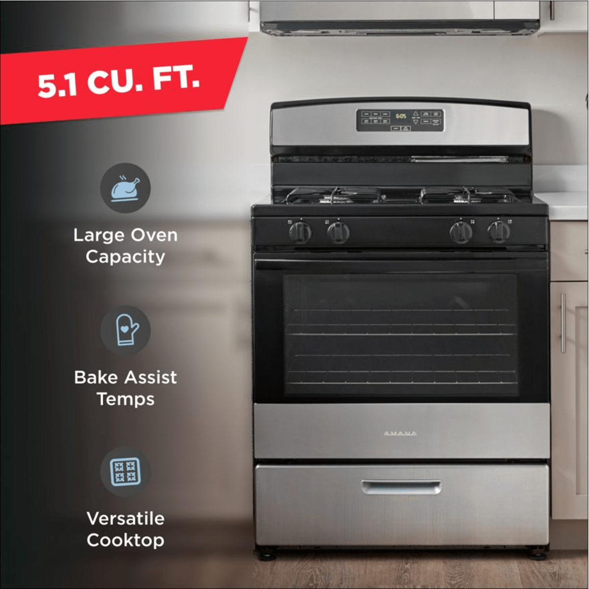 Amana AGR6303MMS 30" 5.1 cu. ft. Freestanding Gas Range in Stainless Steel