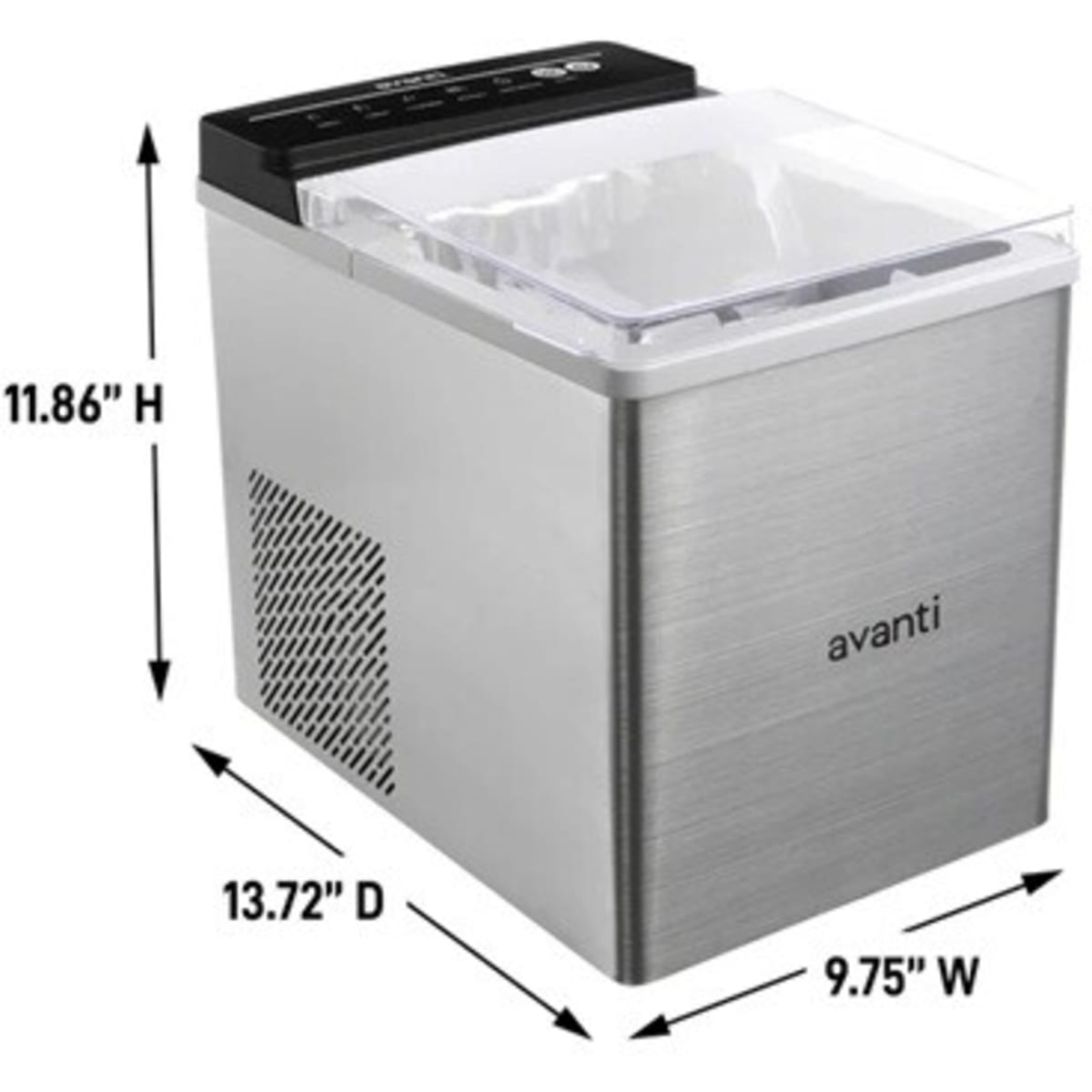 Avanti AVIM333SIS 10" Countertop Ice Maker 2.3 lbs. Storage Capacity 33 lbs. Daily Production in Stainless Steel