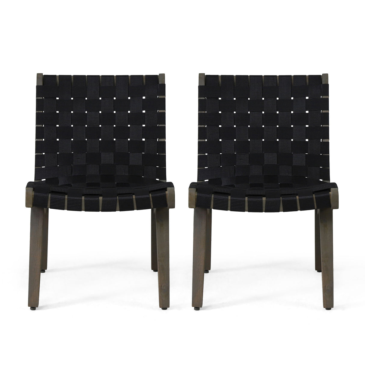Lounge Chair With Stunning Rope Weave Design, (Set of 2) - Black