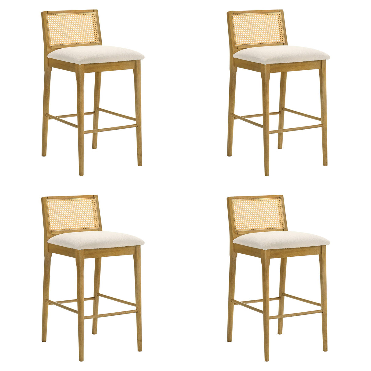 Tobias - Coastal Modern Wood Bar Height Kitchen Bar Stool