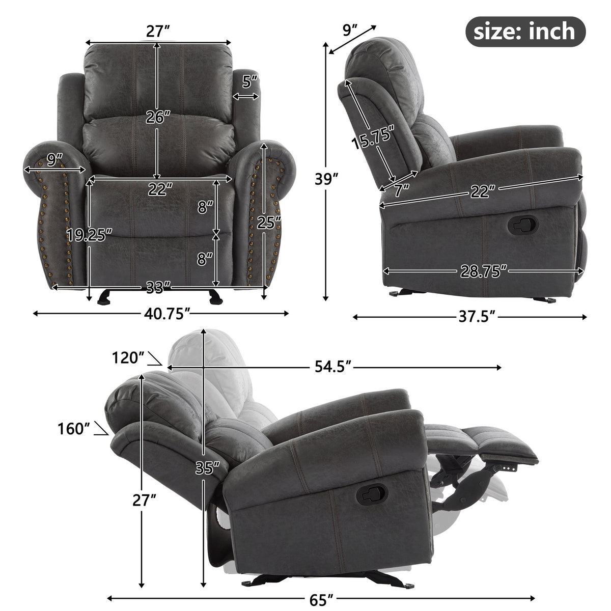 Wide Standard Manual Glider Recliner
