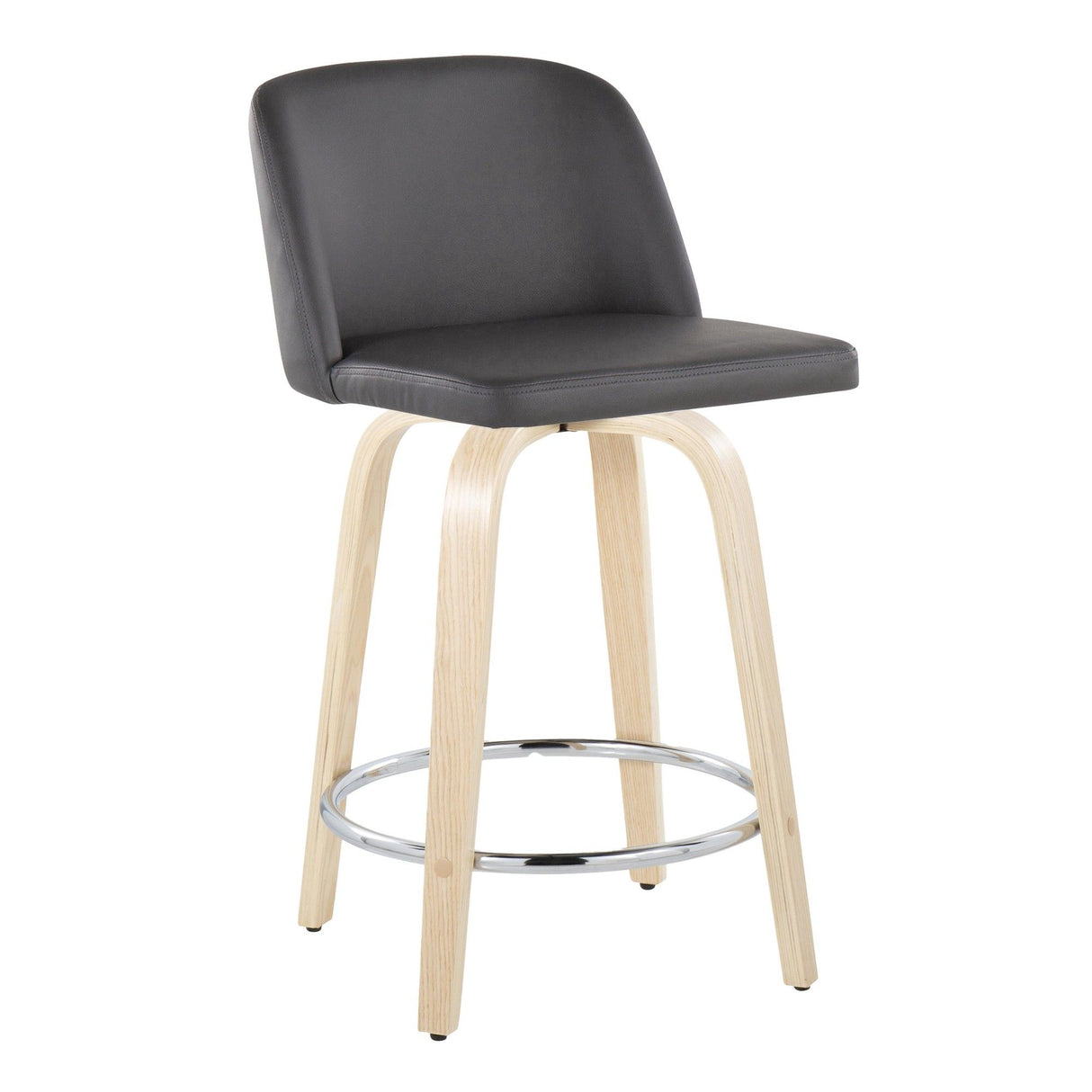 Toriano - 24" Fixed-Height Counter Stool (Set of 2) - Natural & Chrome Round Base