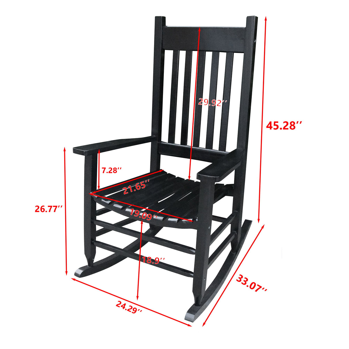 Classic Wooden Porch Rocker Chair Populus Wood Comfortable Design