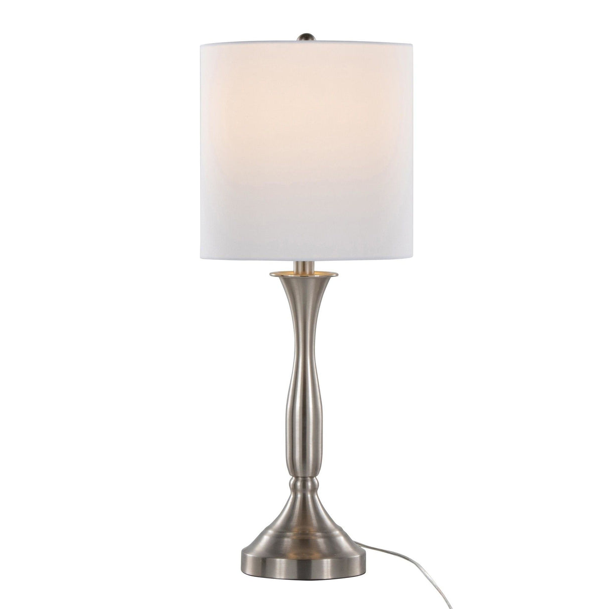 Sawyer - Contemporary Metal Table Lamp (Set of 2) - Brushed Nickel With White Linen Shade And Built - In Usb Port From Grandview Gallery