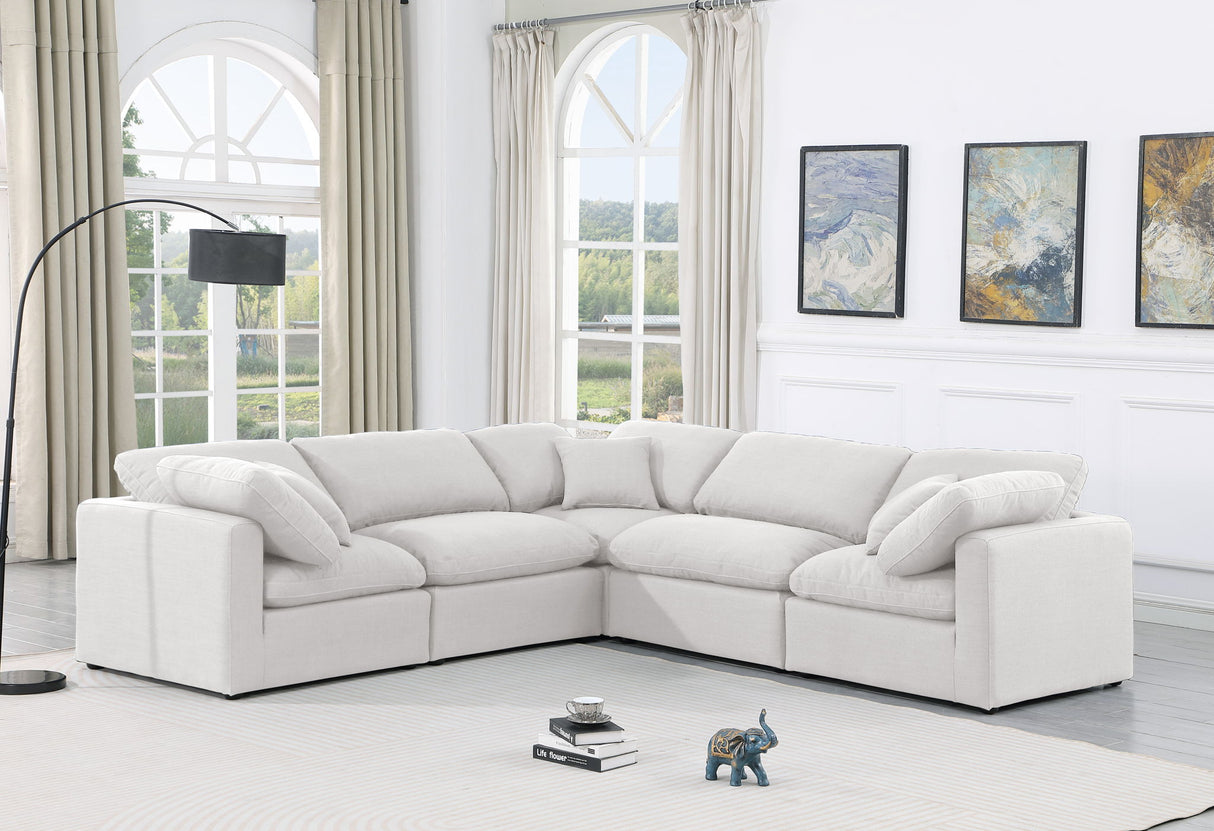 Indulge - Linen 5 Piece Modular Corner Sectional - White