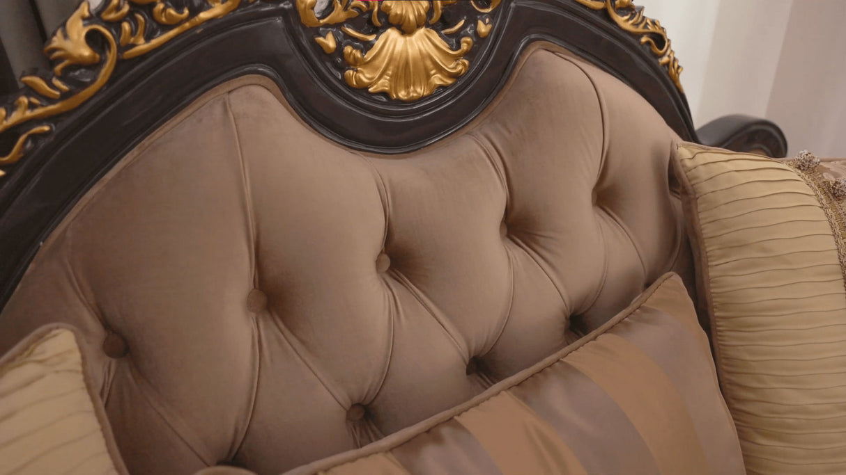 HD-9049 - Sofa - Brown / Black / Gold
