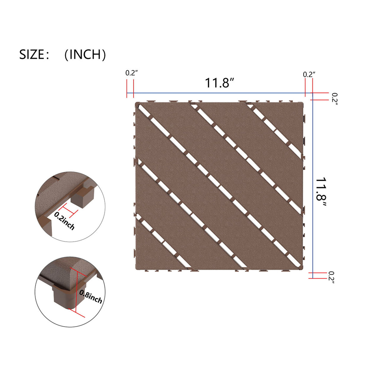 Durable Plastic Interlocking Deck Tiles, Waterproof Outdoor And Indoor Use